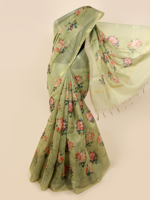 

Pothys Green Printed Tissue Saree