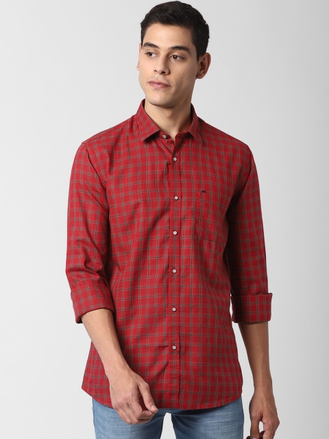 

Peter England Casuals Men Red & Green Slim Fit Checked Casual Shirt