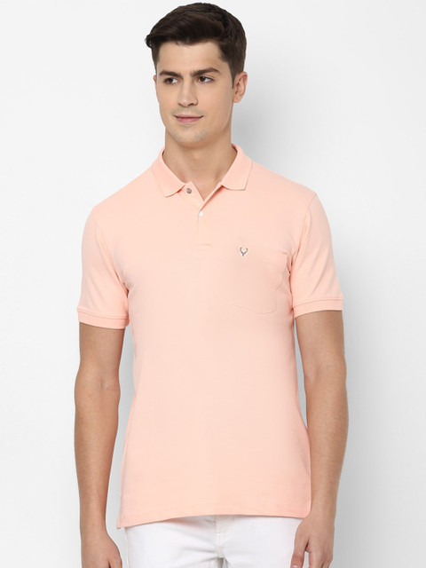 

Allen Solly Men Peach-Coloured Solid Polo Collar T-shirt