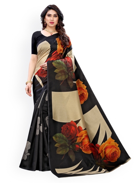 

KALINI Black Printed Poly Silk Saree