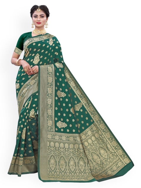 

KALINI Green Poly Silk Woven Design Banarasi Saree