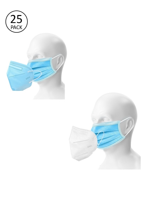 

OOMPH Set of 25 Disposable 3 Ply & 4 KN95 N95 Double Masks, Blue