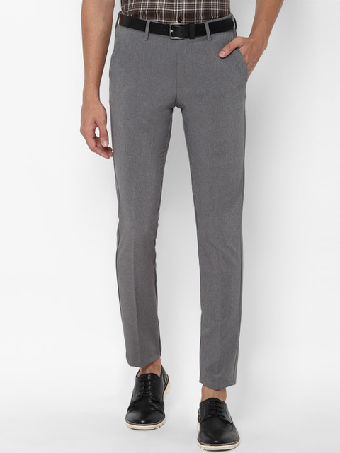 

Allen Solly Men Grey Slim Fit Solid Regular Trousers