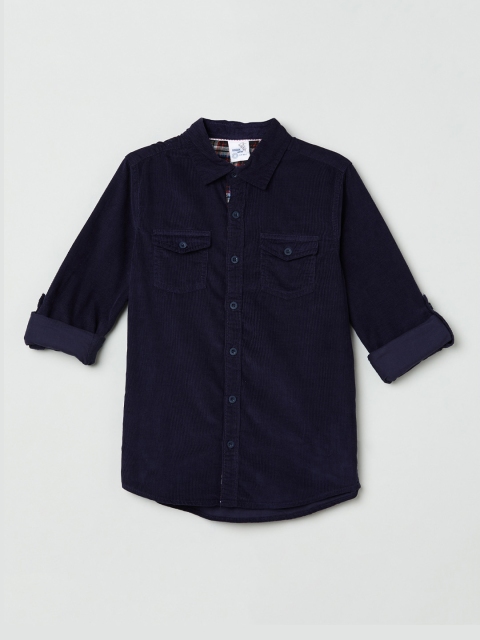 

max Boys Navy Blue Regular Fit Solid Casual Shirt