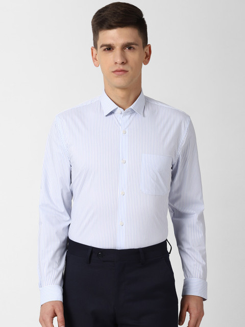 

Peter England Men Blue Slim Fit Self-Striped Casual Shirt