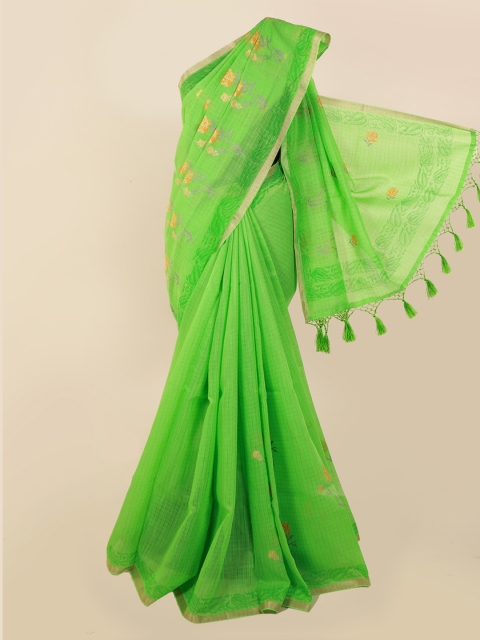 

Pothys Green Printed Cotton Blend Saree