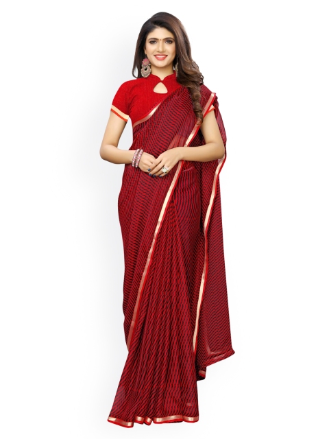 

KALINI Red Poly Chiffon Printed Leheriya Saree