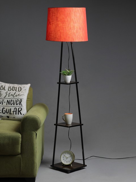 

SANDED EDGE Red & Brown Textured Contemporary Floor Lamp with Shade