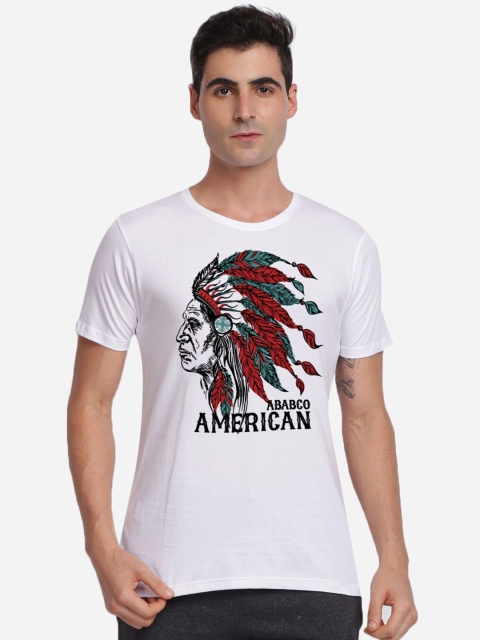 

MASH UNLIMITED Men White Printed Round Neck T-shirt