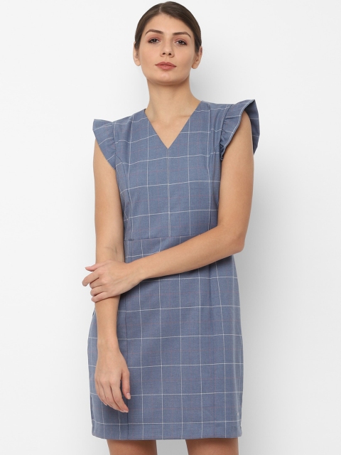 

Allen Solly Woman Blue Checked Sheath Dress