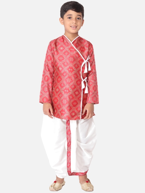 

TABARD Boys Red & White Printed Cotton Kurta with Patiala