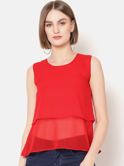 

V2 Value & Variety Red Crepe Tiered Top