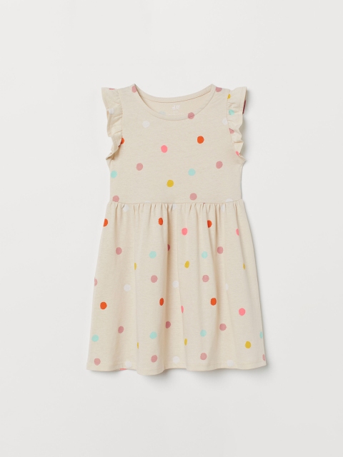 

H&M Girls Beige Printed Jersey Dress