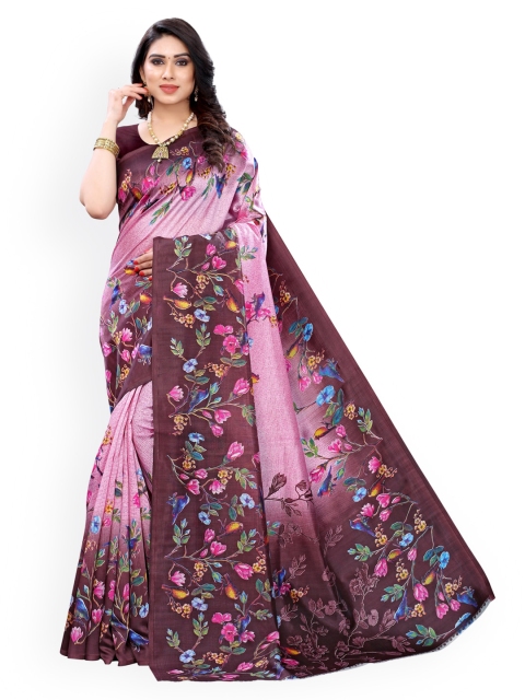 

KALINI Pink & Purple Poly Silk Printed Saree