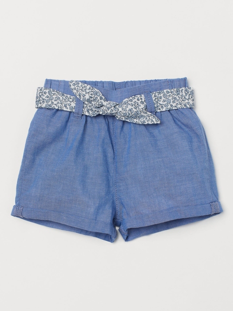 

H&M Girls Blue Solid Tie-Belt Shorts