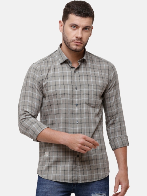 

Alan Scott Men Grey Regular Fit Checked Pure Cotton Casual Shirt