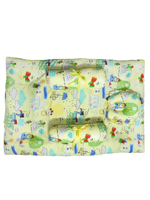 

PINKBUNNY Infant Kids Yellow & Blue Printed Bedding Set