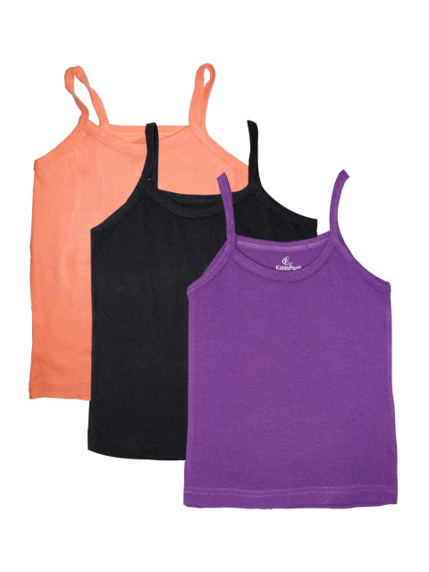 

KiddoPanti Girls Pack of 3 Solid Cotton Tank Tops, Purple