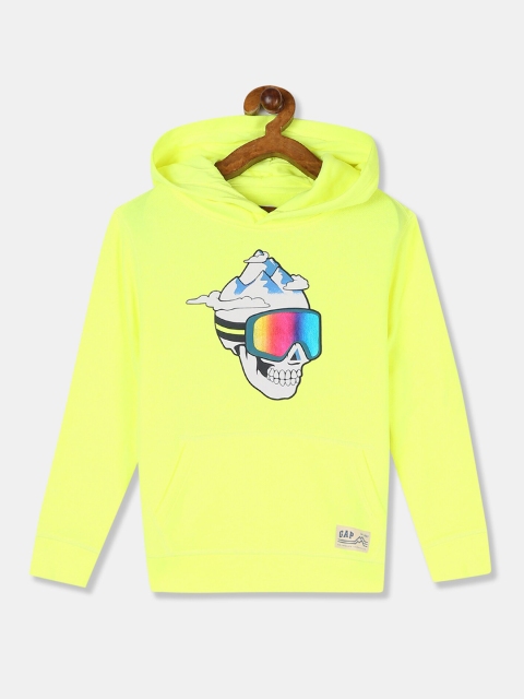 

GAP Boys Fluorescent Green Printed Hooded Sweatshirt