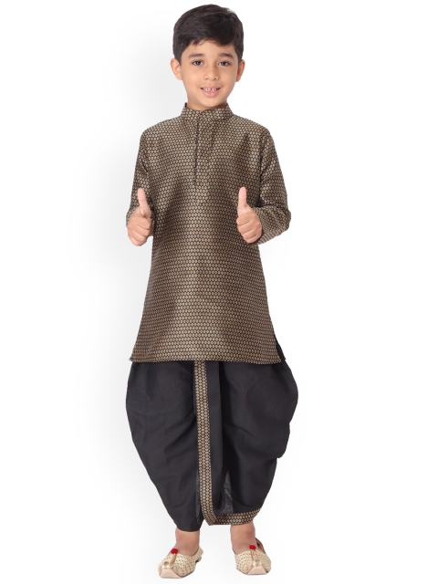 

TABARD Boys Black Woven Design Kurta with Dhoti Pants