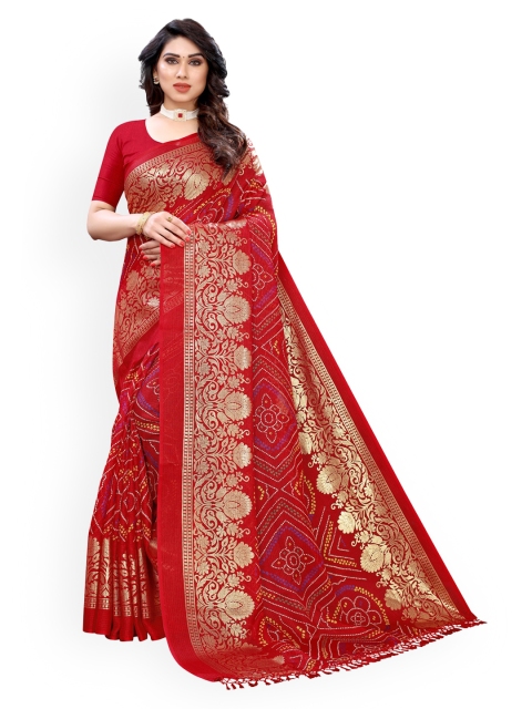 

KALINI Maroon Polycotton Printed Bandhani Saree