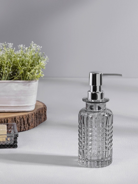 

Pure Home and Living Transparent Textured Glass Moderno Soap Dispenser
