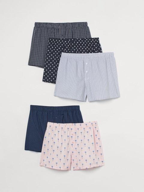 

H&M Men Printed 5-Pack Woven Boxer Shorts 0697920078, Pink