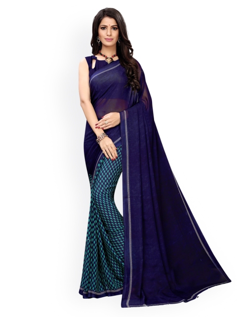 

KALINI Navy Blue Printed Pure Georgette Saree