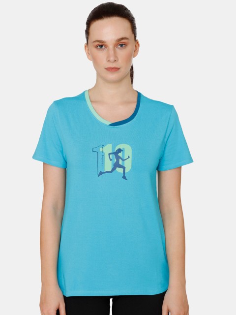 

Zelocity by Zivame Women Blue Printed Round Neck T-shirt