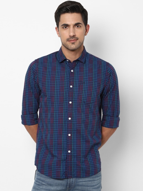 

Solly Jeans Co. Men Blue & Red Regular Fit Checked Casual Cotton Shirt