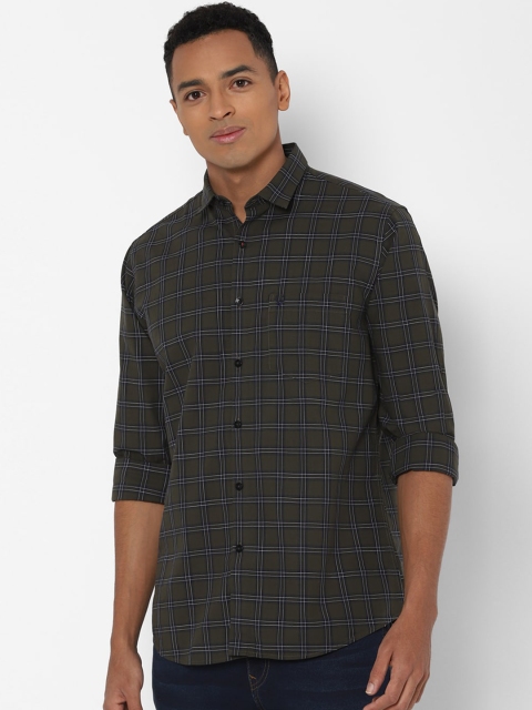 

Allen Solly Men Olive Green & White Slim Fit Checked Cotton Casual Shirt