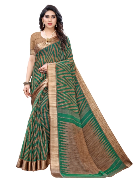 

KALINI Green Striped Saree