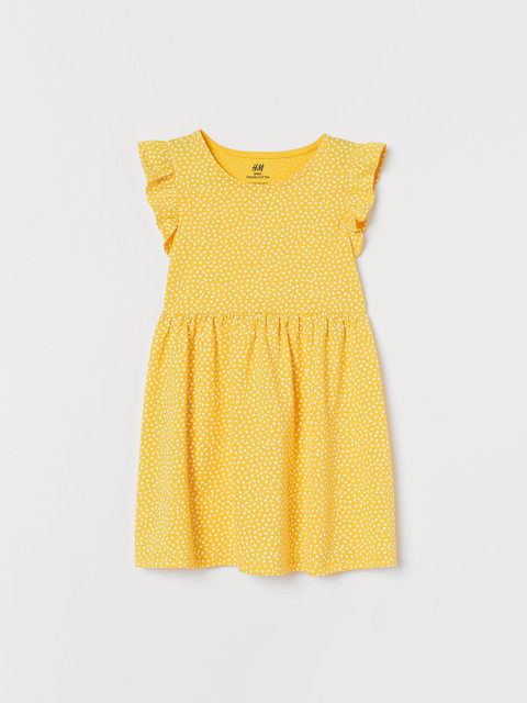 

H&M Girls Yellow & White Printed Jersey Dress