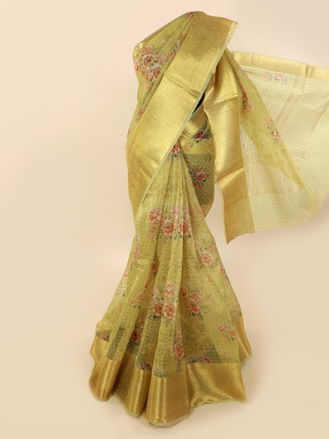 

Pothys Green Printed Tissue Saree