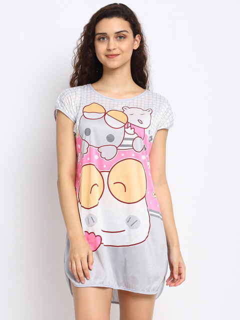 

NEUDIS White & Grey Printed Lounge T-Shirt