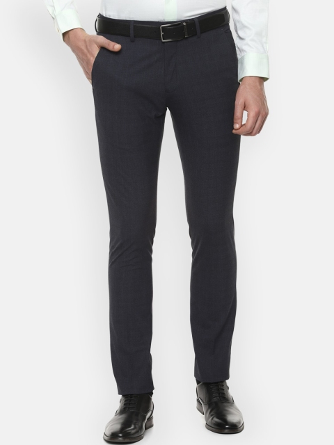 

Louis Philippe Men Charcoal Grey Slim Fit Checked Formal Trousers