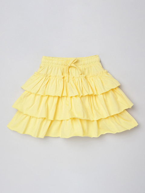 

max Infants Girls Yellow Solid 100% Cotton Flared Skirt