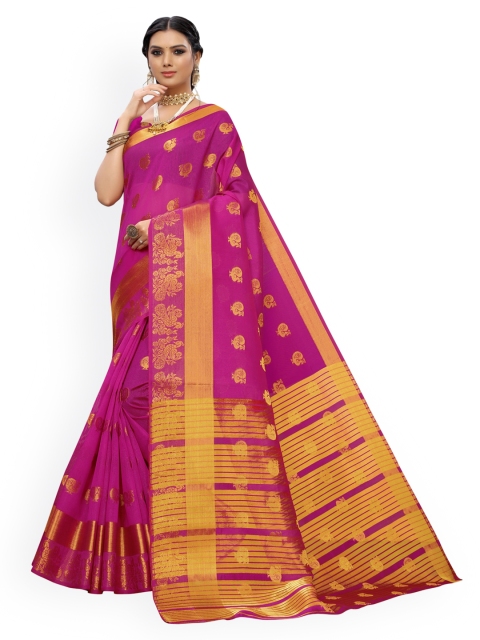 

KALINI Pink Woven Design Chanderi Saree