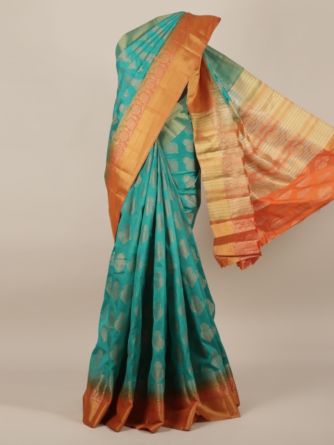 

Pothys Green & Orange Jute Silk Woven Design Saree