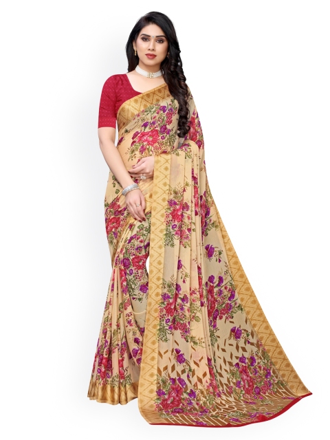 

KALINI Beige Chiffon Printed Saree