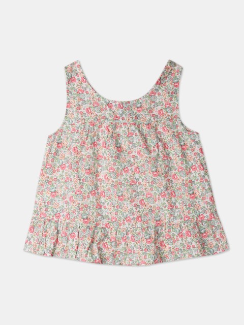 

GAP Girls White & Pink Floral Printed Swing Tank A-Line Top