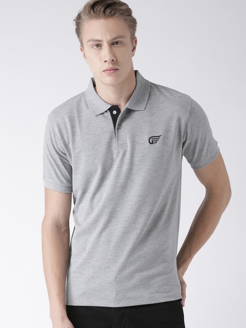 

GRIFFEL Men Grey Solid Polo Collar T-shirt