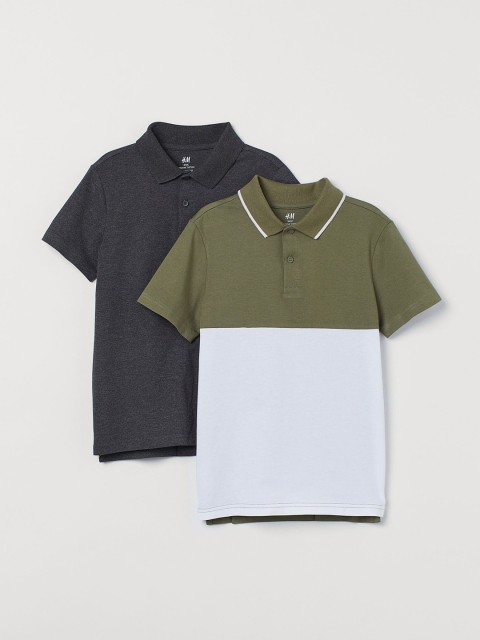 

H&M Boys 2 Pack Cotton Polo Shirts, Grey