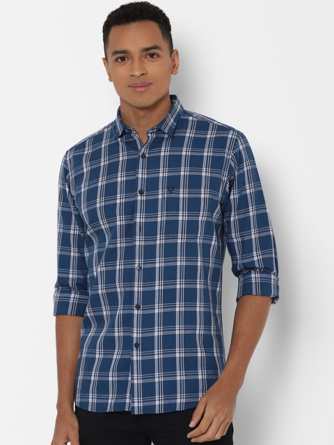 

Allen Solly Men Navy Blue & White Slim Fit Checked Cotton Casual Shirt