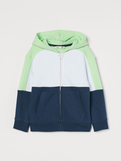 

H&M Boys Green Colourblocked Hooded Jacket