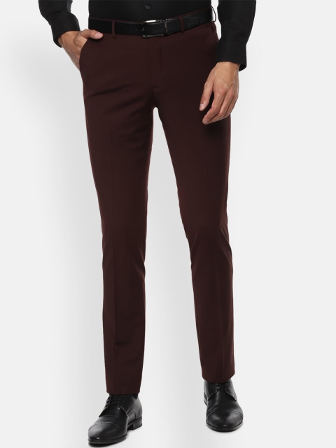 

Louis Philippe Men Maroon Solid Slim Fit Formal Trousers