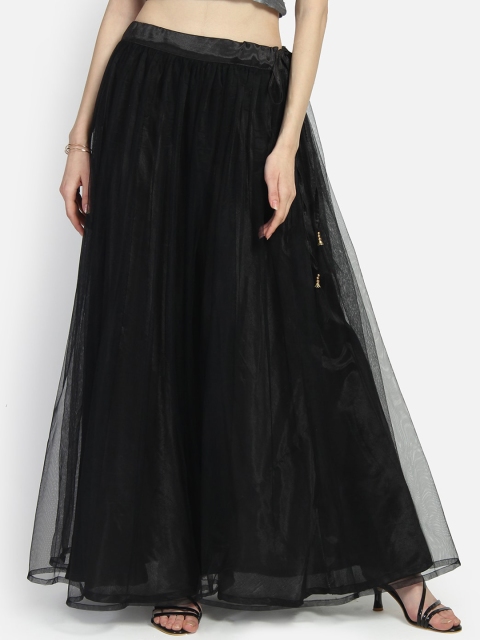 

studio rasa Women Black Solid Flared Gathered Maxi Skirt