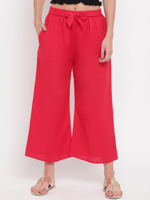 

Aawari Women Pink Solid Wide Leg Palazzos
