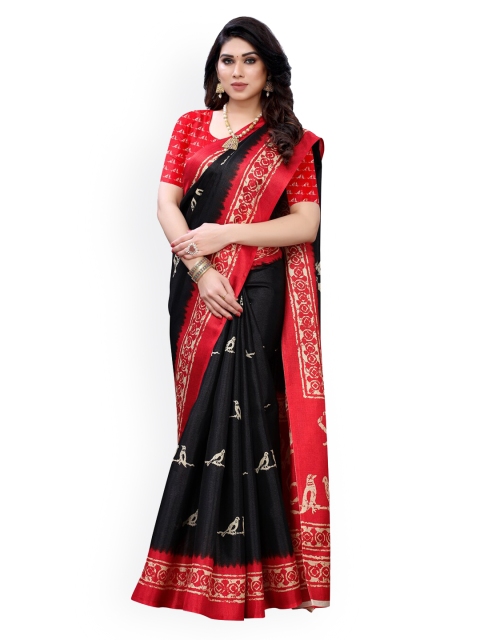 

KALINI Red Silk Blend Printed Khadi Saree