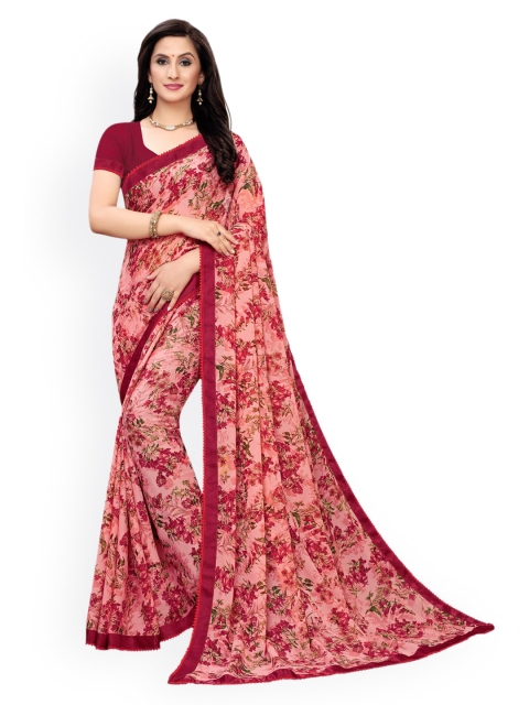 

KALINI Pink Printed Pure Georgette Saree